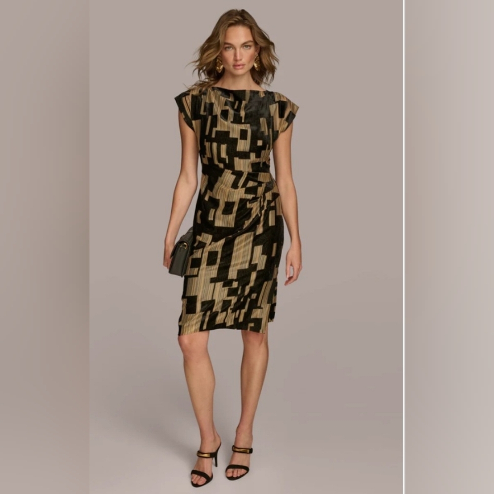 Donna Karan New York Velvet Burnout Sheath Dress 4